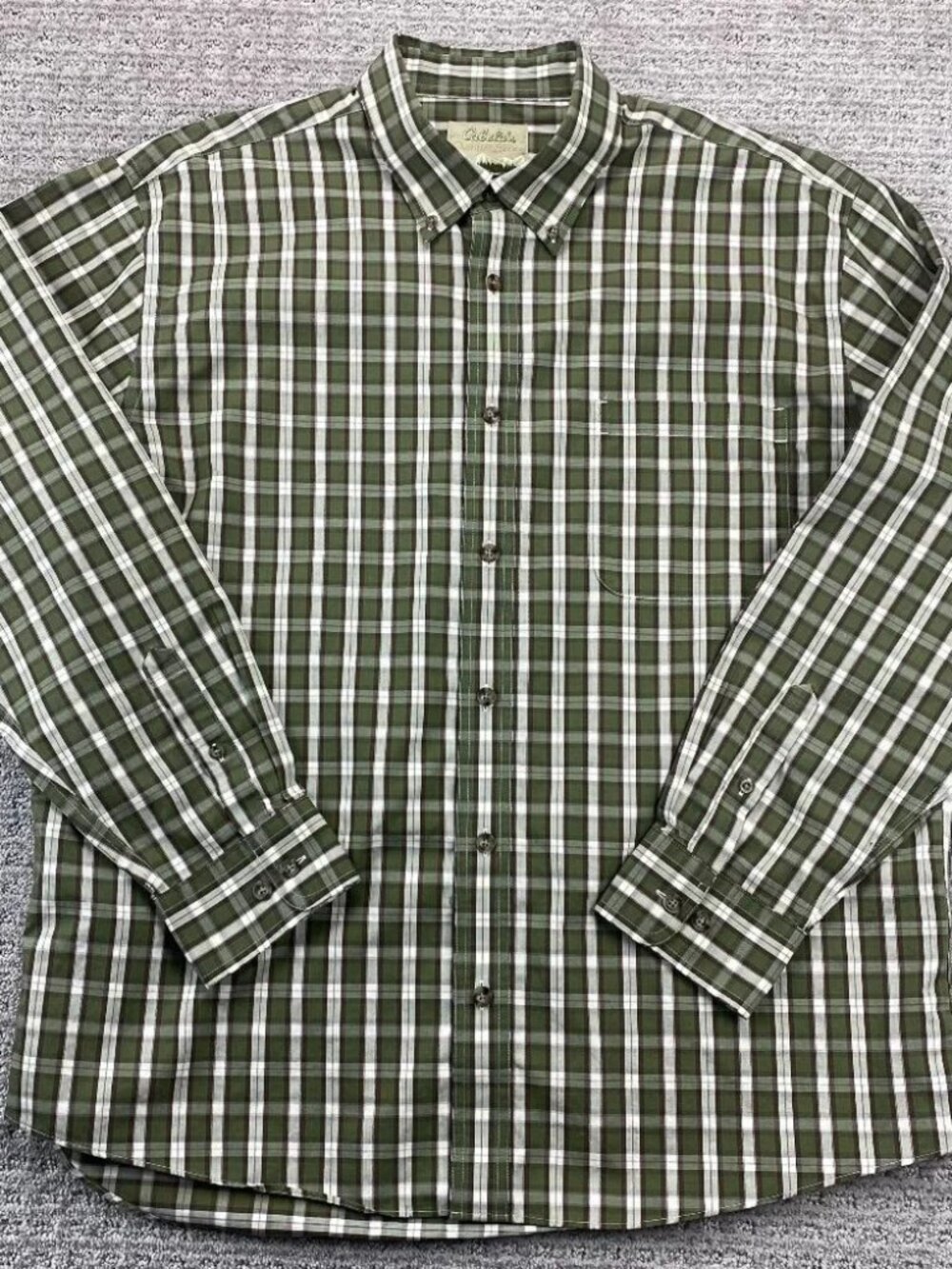 Cabela's Shirt Men 2XL Casual Outdoors Camping Green Brown Checkered Button Up
